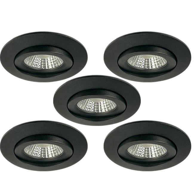 Set van 5Inbouw Ledspot Praag, 5 Watt, IP44