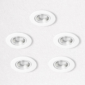 Kosnic Set van 5 Witte Inbouw Ledspot Erta, 6 Watt, Dimbaar,  IP65