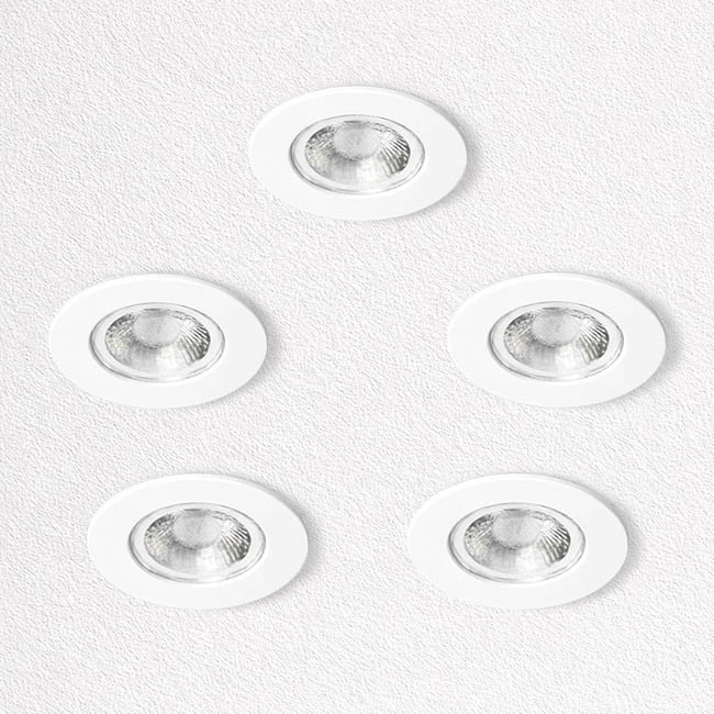 Kosnic Set van 5 Witte Inbouw Ledspot Erta, 6 Watt, Dimbaar, IP65