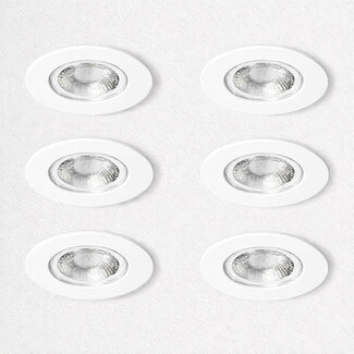 Kosnic Set van 6 Witte Inbouw Ledspot Erta, 6 Watt, Dimbaar,  IP65