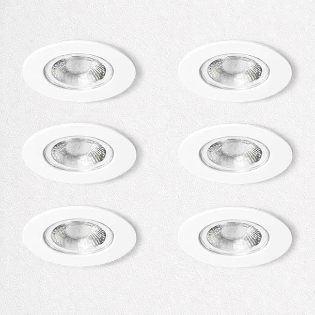 Kosnic Set van 6 Witte Inbouw Ledspot Erta, 6 Watt, Dimbaar, IP65