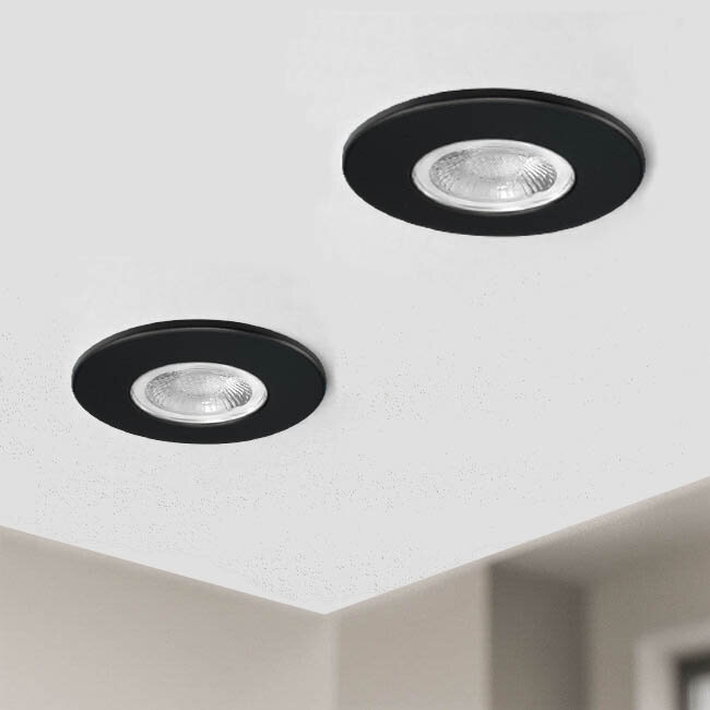 Kosnic Set van 2 Zwarte Inbouw Ledspot Erta, 6 Watt, Dimbaar,  IP65