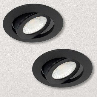 Set van 2 stuks Inbouwspot Berlijn 6W, Mat-zwart , IP44