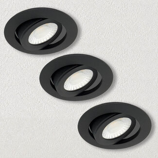 Set van 3 stuks Inbouwspot Berlijn 6W, Mat-zwart , IP44