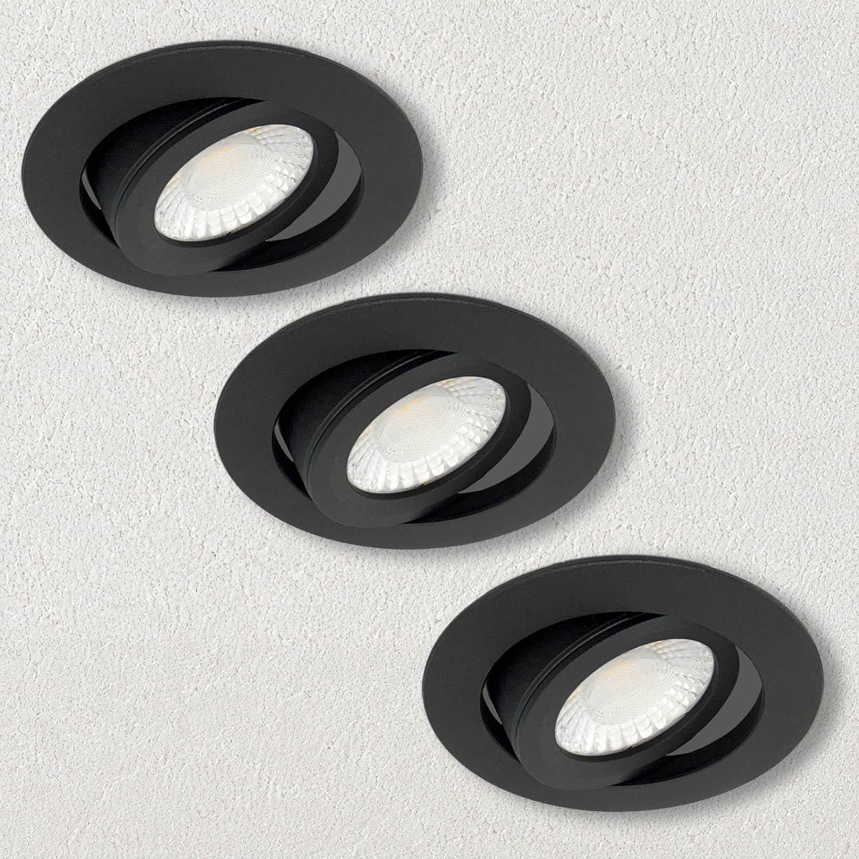 Set van 3 stuks Inbouwspot Berlijn 6W, Mat-zwart , IP44