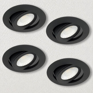 Set van 4 stuks Inbouwspot Berlijn 6W, Mat-zwart , IP44