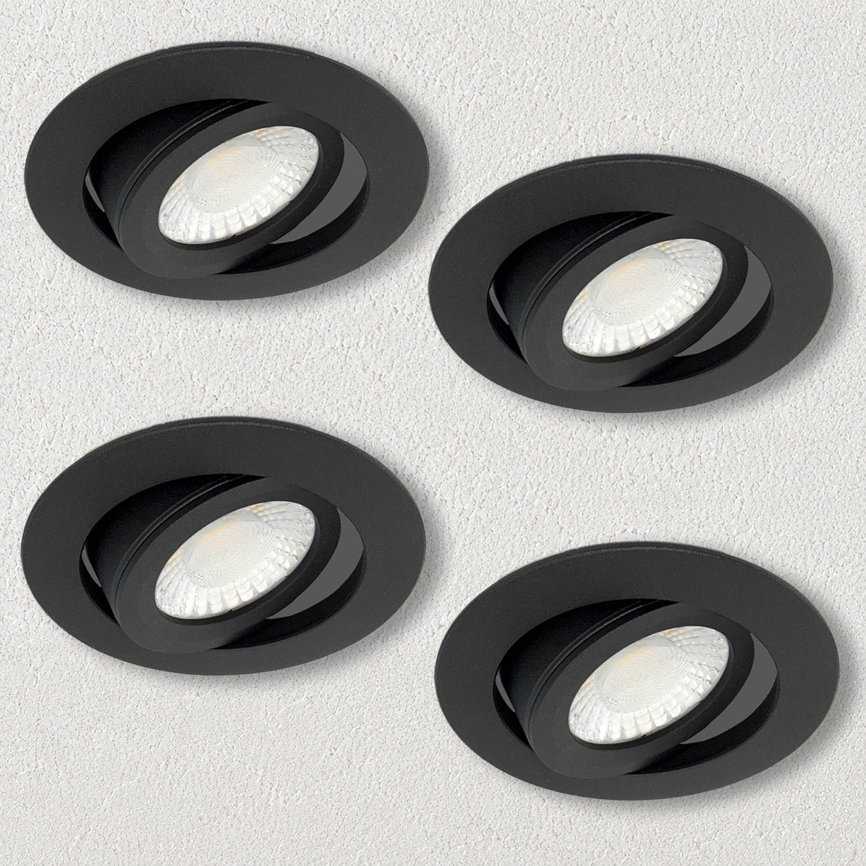 Set van 4 stuks Inbouwspot Berlijn 6W, Mat-zwart , IP44