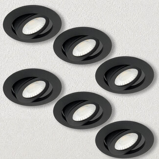 Set van 6 stuks Inbouwspot Berlijn 6W, Mat-zwart , IP44