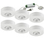 Set van 6 Cabinet Led Opbouwspot warm wit, witte uitvoering IP44, dimbaar