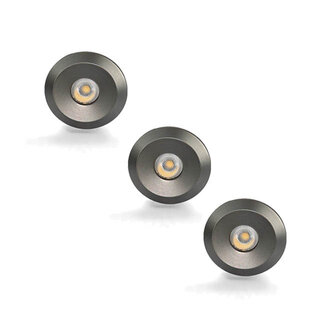 Set van 3 Microleds Maduro, 1,2 Watt, IP44 , Gun Metal kleur