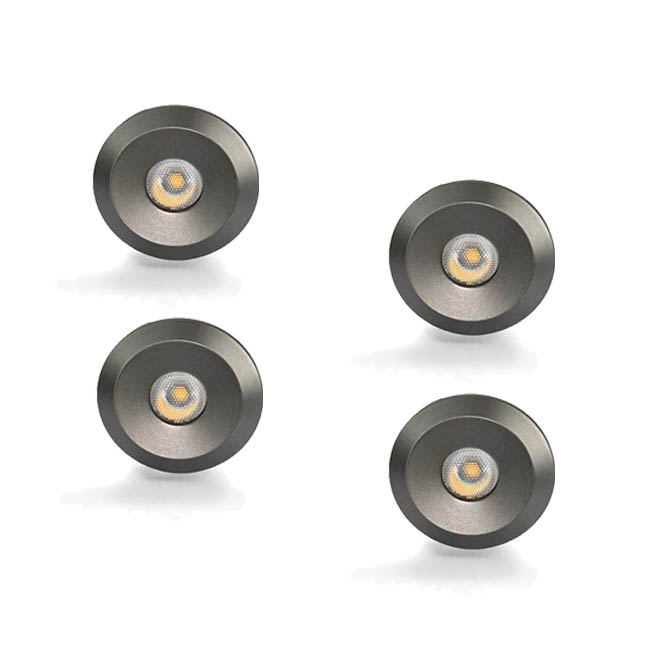 Set van 4 Microleds Maduro, 1,2 Watt, IP44 , Gun Metal kleur