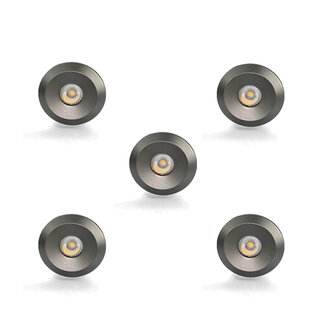 Set van 5 Microleds Maduro, 1,2 Watt, IP44 , Gun Metal kleur