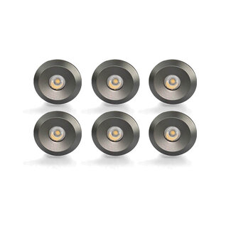 Set van 6 Microleds Maduro, 1,2 Watt, IP44 , Gun Metal kleur