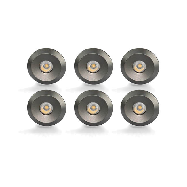 Set van 6 Microleds Maduro, 1,2 Watt, IP44 , Gun Metal kleur