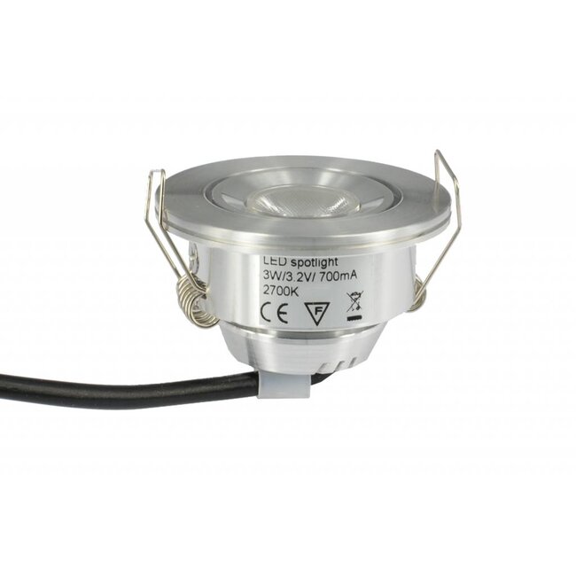 Set van 3 stuks dimbare mini inbouwLEDspot, warm wit, 1x3W Kantelbaar IP44