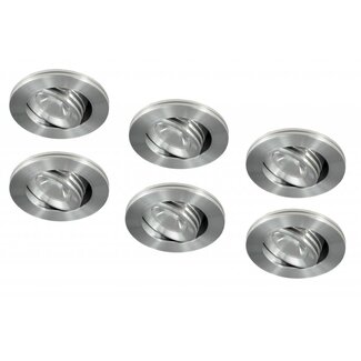 Set van 6 stuks dimbare mini inbouwLEDspot,  3 Watt, IP44