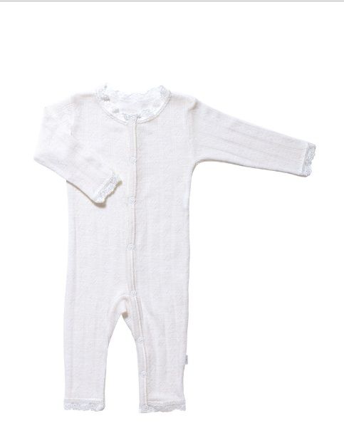 JOHA Joha Baby Jumpsuit wol/zijde met kant - Ecru (50)