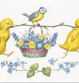 Molly Brett, Two Ducklings and Blue Tit with Basket of Flowers PCE 129