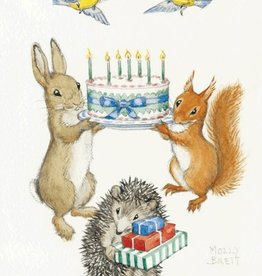 Molly Brett, Rabbit and Squirrel holding Birthday Cake PCE 134