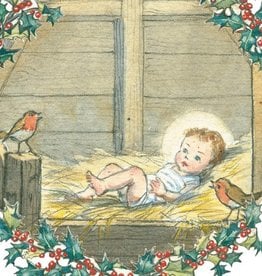 Molly Brett, Two Robins look over The Baby Jesus PCE 081