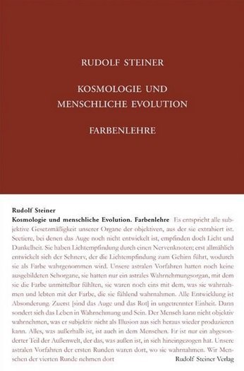 Rudolf Steiner, GA 91 Kosmologie und menschliche Evolution. Farbenlehre.