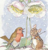 Medici Molly Brett, Robin and mouse under Christmas rose PCE 141