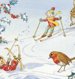 Medici Molly Brett, Two pixies skiing and robin and rabbit looking on PCE 152