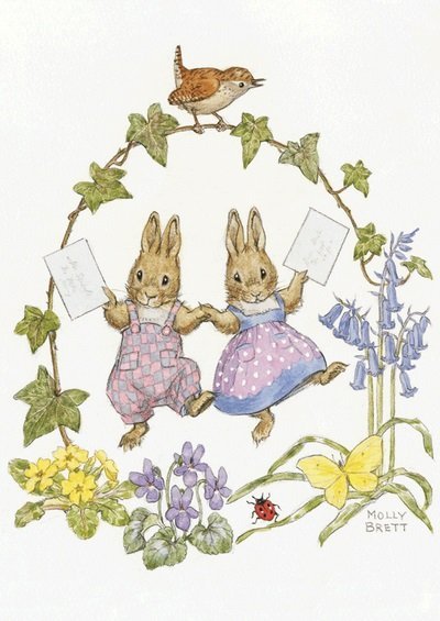 Molly Brett, Two Rabbits with Letters PCE133