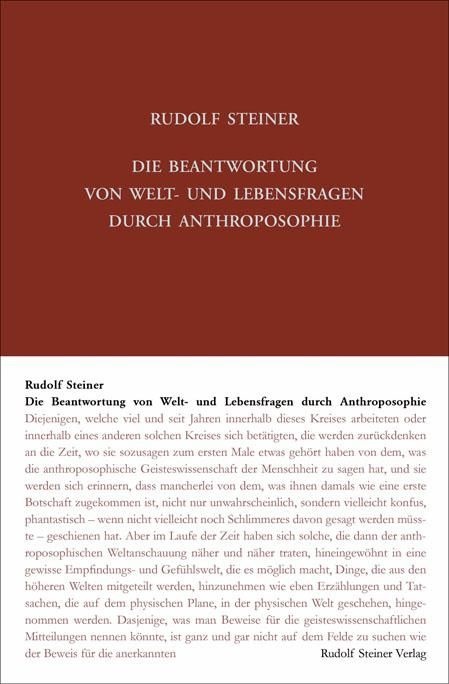 Rudolf Steiner, GA 108 Die Beantwortung von Welt- und Lebensfragen durch Anthroposophie