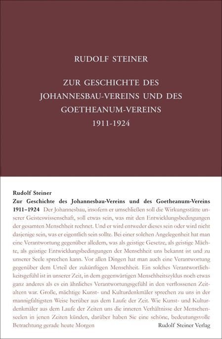 Rudolf Steiner, GA 252 Zur Geschichte des Johannesbau-Vereins und des Goetheanum-Vereins