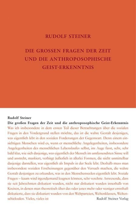 Rudolf Steiner, GA 336 Die grossen Fragen der Zeit und die anthroposophische Geisterkenntnis