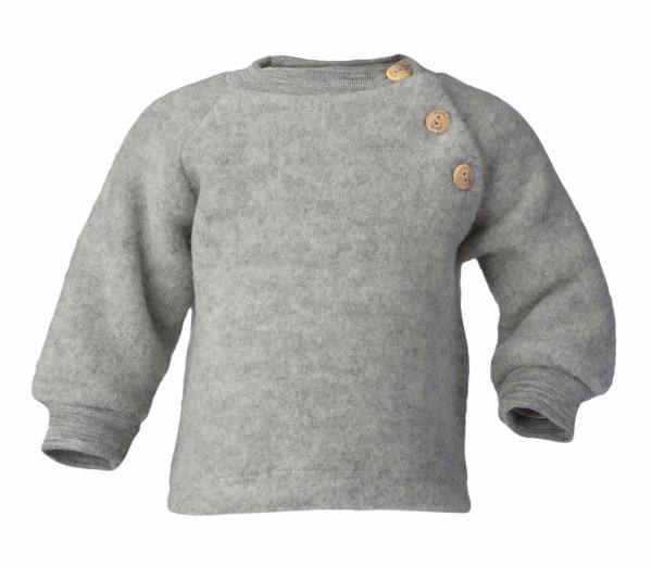 Engel Natur Engel Natur Raglan sweater Wol Fleece met knoopjes - Licht grijs melange (091)