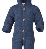 Engel Natur Engel Natur Baby overall met capuchon Fleecewol - Blauw melange (080)