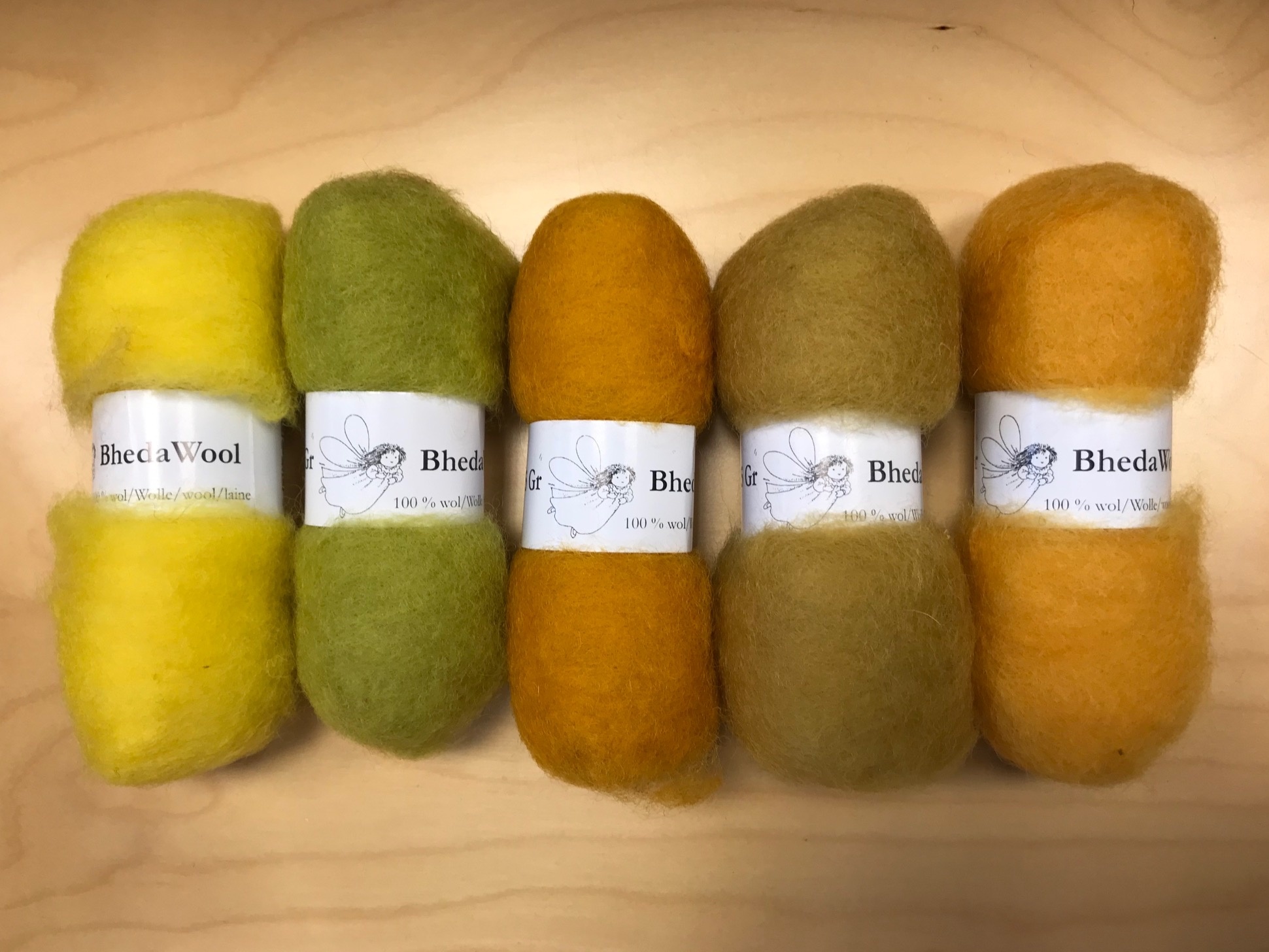 Bheda wool Bhedawol Set - 5 stuks van  25 gr. - Geel