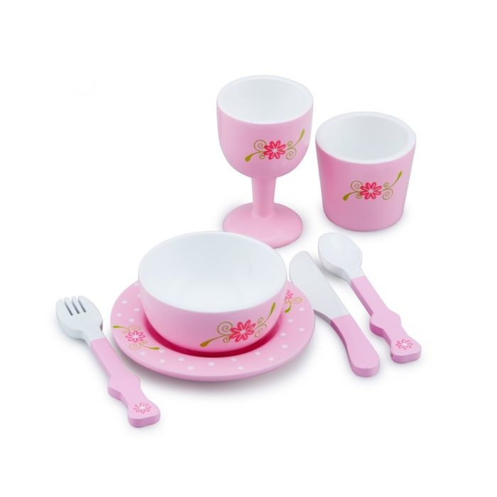 New Classic Toys New Classic Toys - Dinner set - Roze met bloementjes