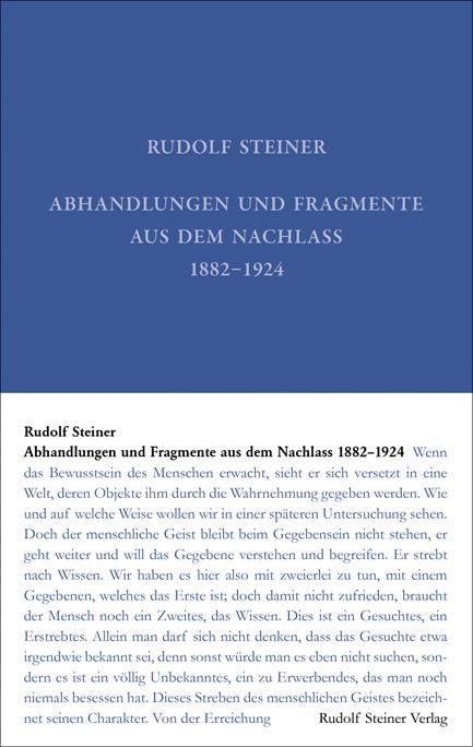 Rudolf Steiner, GA 46, Nachgelassene Abhandlungen und Fragmente 1879-1924