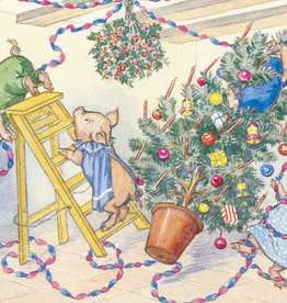 Molly Brett, A Family of pigs putting up Christmas decorations PCE 139