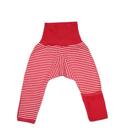 Cosilana Cosilana babylegging Wol/Zijde,  met omslag voor de voetjes - Gestreept Rood (124)