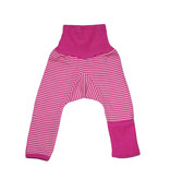 Cosilana Cosilana babylegging Wol/Zijde,  met omslag voor de voetjes - Gestreept Roze (130)