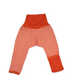 Cosilana Cosilana babylegging Wol/Zijde,  met omslag voor de voetjes - Gestreept Saffraan/Oranje (129)