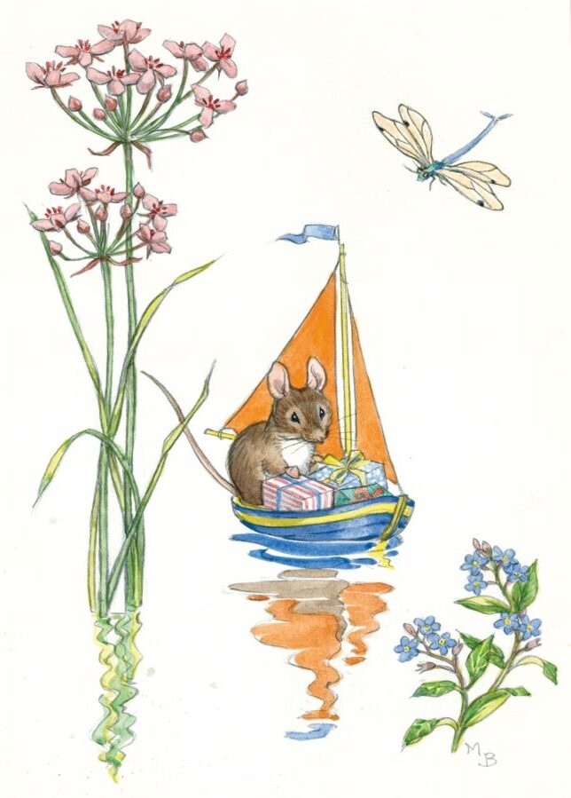 Molly Brett, A Mouse with Presents in a Sailboat PCE 292