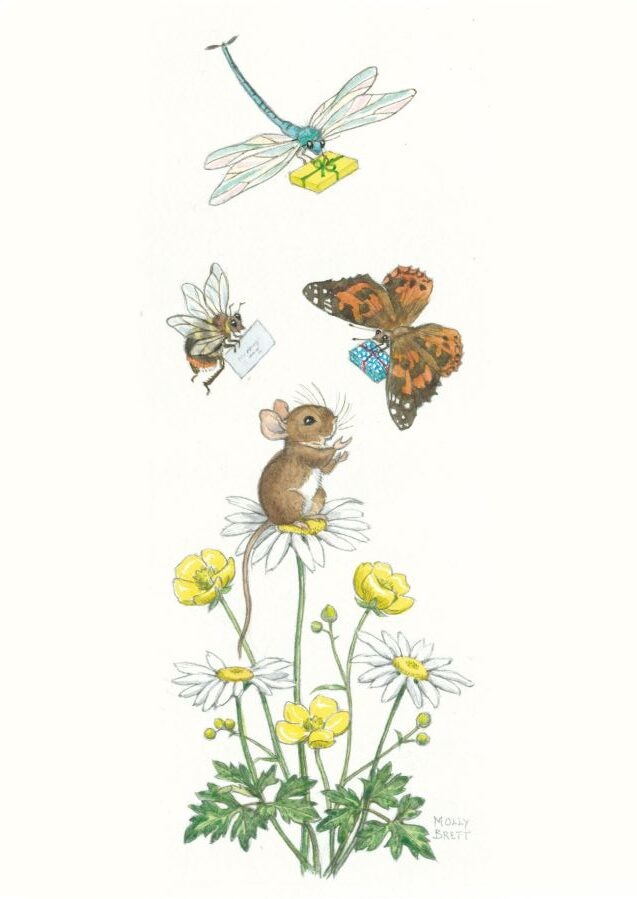 Molly Brett, Dragonfly and Butterfly Bringing Gifts to Mouse PCE 294