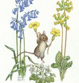 Mollie Brett, Jumping Mouse Holding Primroses with Bluebells  PCE 289