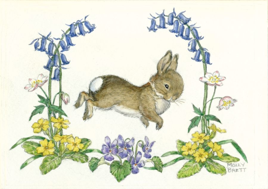 Mollie Brett, Rabbit With Bluebells, Primroses and Violets PCE 285