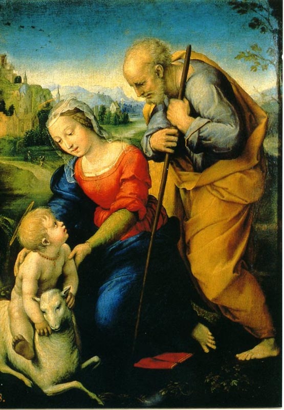 Rafaël,  Die Heilige Familie mit dem Lamm, 1507  (Raf 0927)