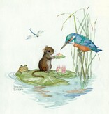 Molly Brett, (PCE 315) A mouse giving birthday cake to a kingfisher