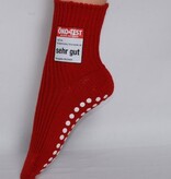 Hirsch Natur Hirsch wollen kindersokken met antislip ROOD  782* 04