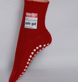 Hirsch Natur Hirsch wollen kindersokken met antislip ROOD  782* 04