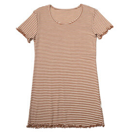 *Joha Limited Collection 2024* Spring-Summer DamesT-shirt  wol/zijde Bruin-gestreept (7144)