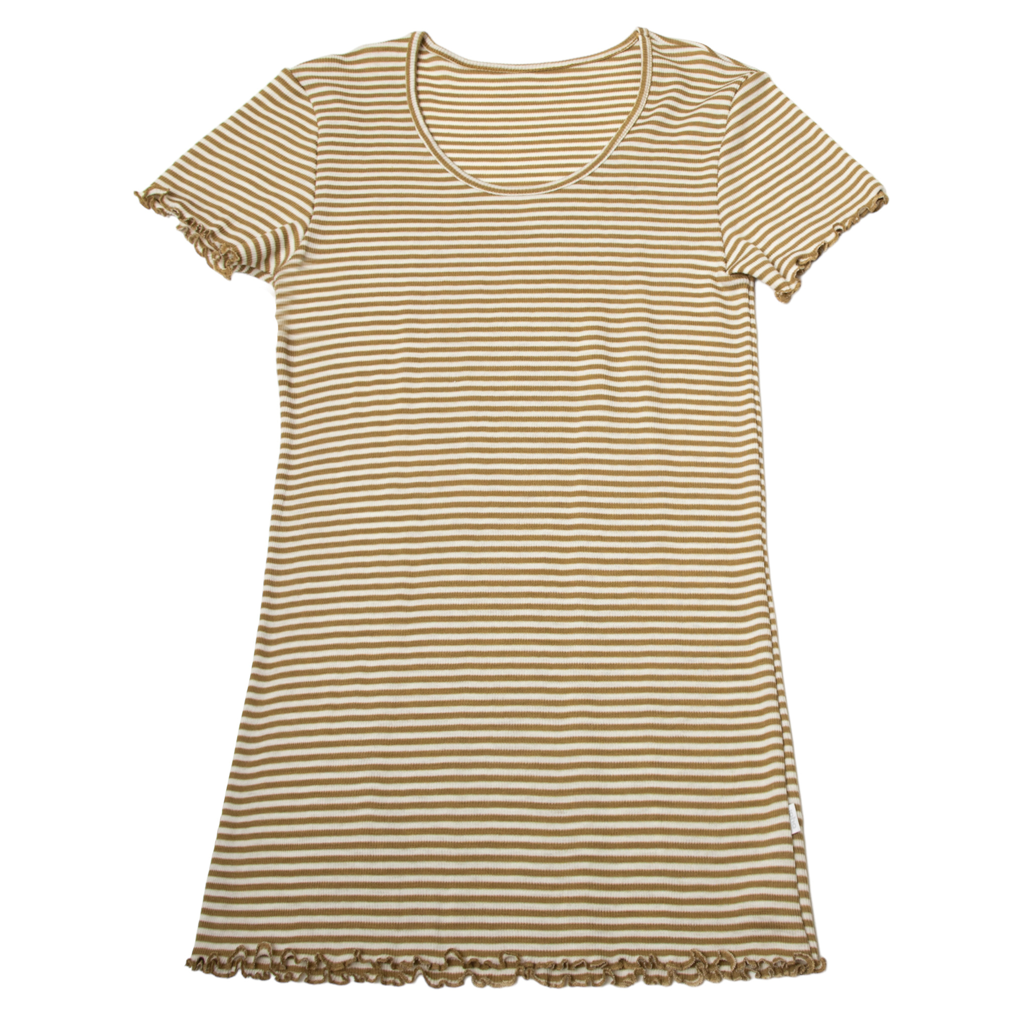 *Joha Limited Collection 2024* Spring-Summer Dames T-shirt  wol/zijde Bruin-gestreept (7144)